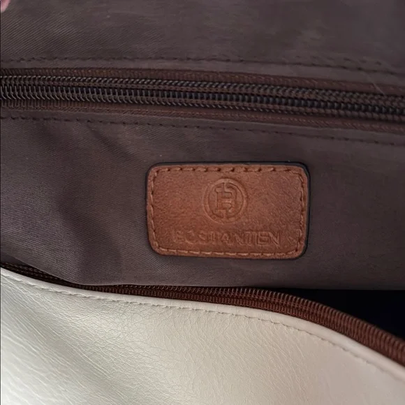 White and Brown Leather Backpack - Picture 2 of 8